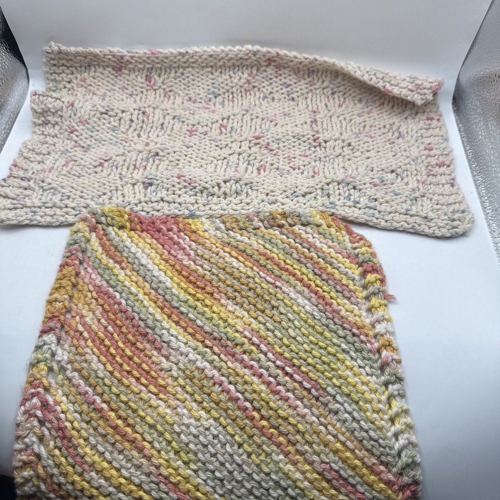 Set of 2 VTG Handmade Knitted Potholder Dish Trivet
